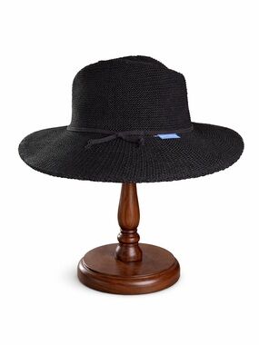 Wallaroo Victoria Fedora Black Straw Sun Hat Wide Brim